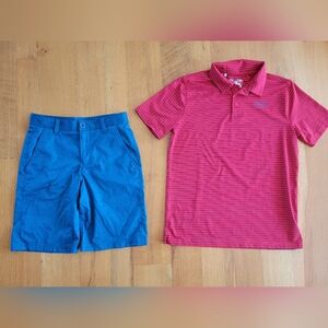 Under armour Boys size youth large shirt and 14 shorts
